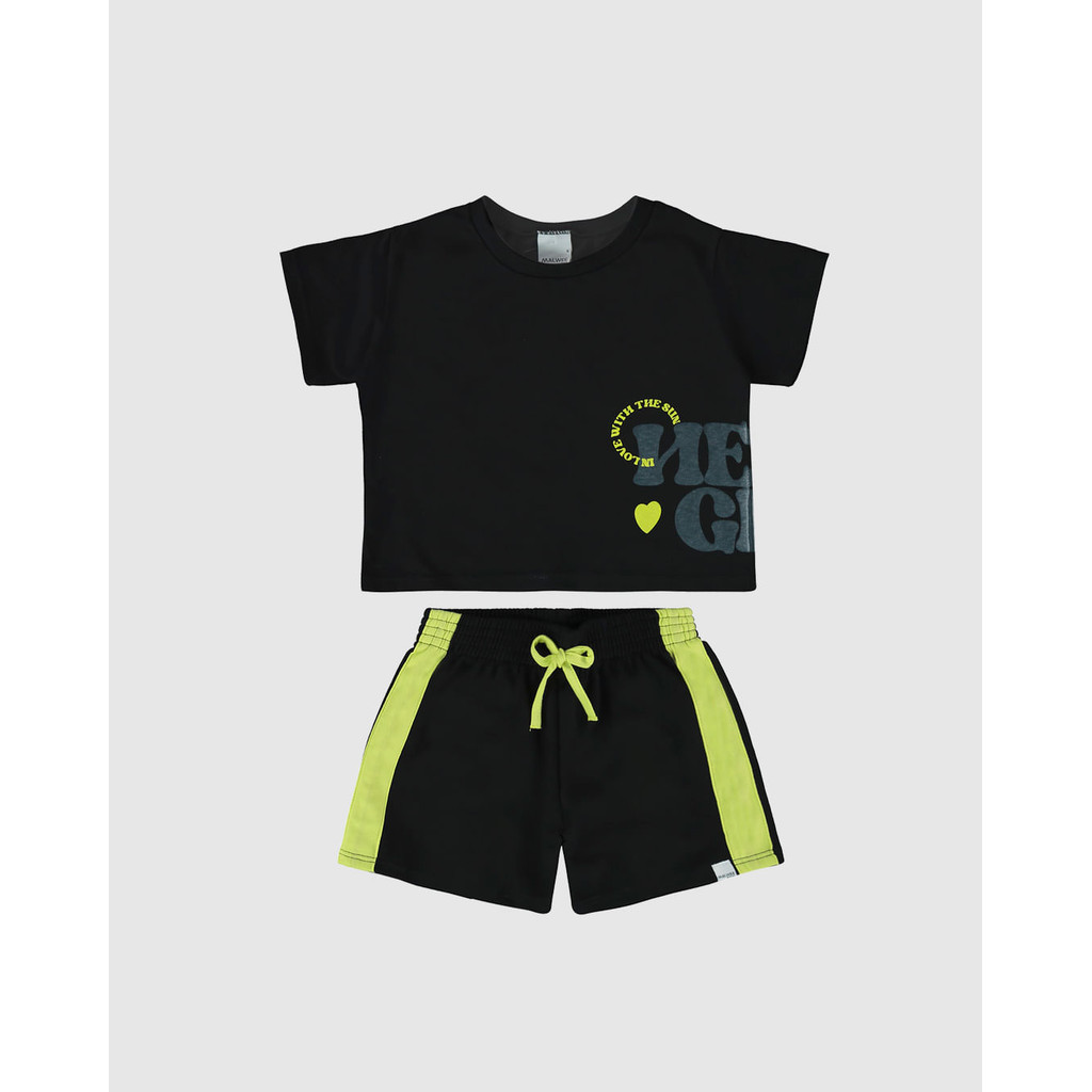 Conjunto Infantil Menina Blusa Estampa Lettering Em Algodão Malwee Kids