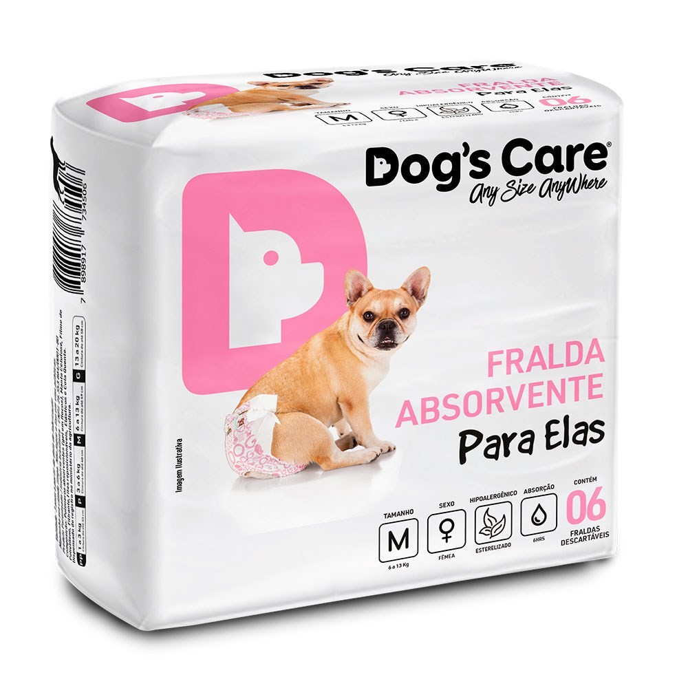 Fralda Higiênica M Para Fêmeas Dogs Care 6 Unidades - Pets