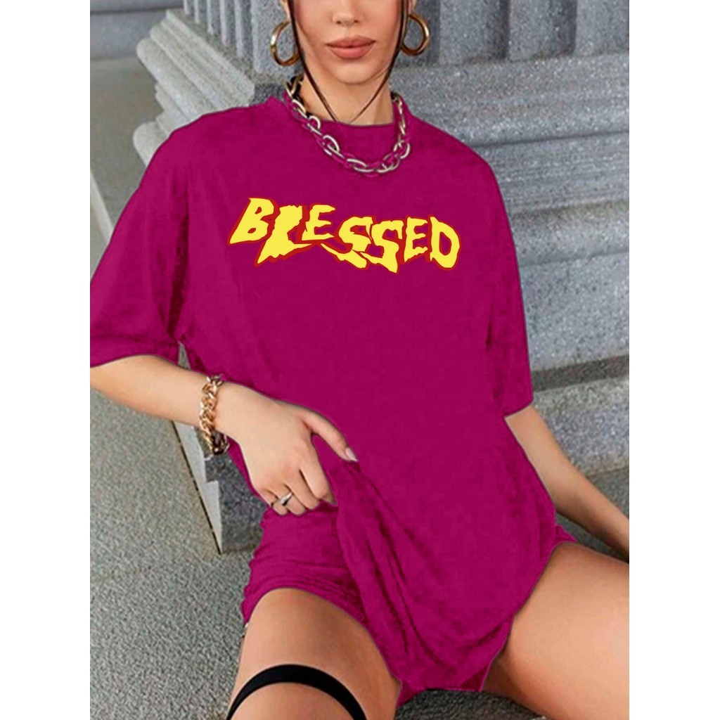 Camiseta Tumblr Rosa Pink Feminina Oversized Tecido Moderno Estilo Streetwear Blogueira Blusa Larga