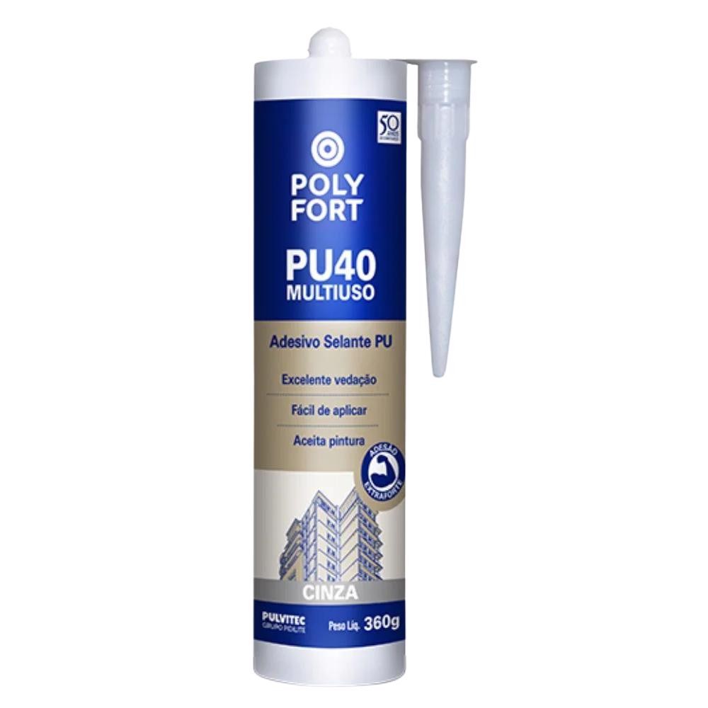 Adesivo Selante PU 40 Construção 360g Cinza PU32 PULVITEC - Home & Living