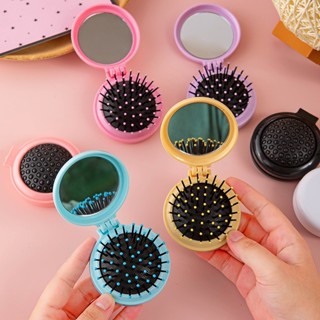 Kit 5 Pçs Mini Escova de Cabelo Dobrável Com Espelho Portátil e Perfeita Para Bolsa