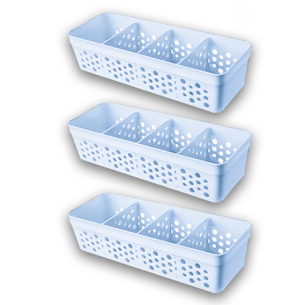 Kit Com 3 Cestos Organizadores Prático Pequeno Decorativo Vazado 3 Divisórias Multiuso em Oferta na Shopee