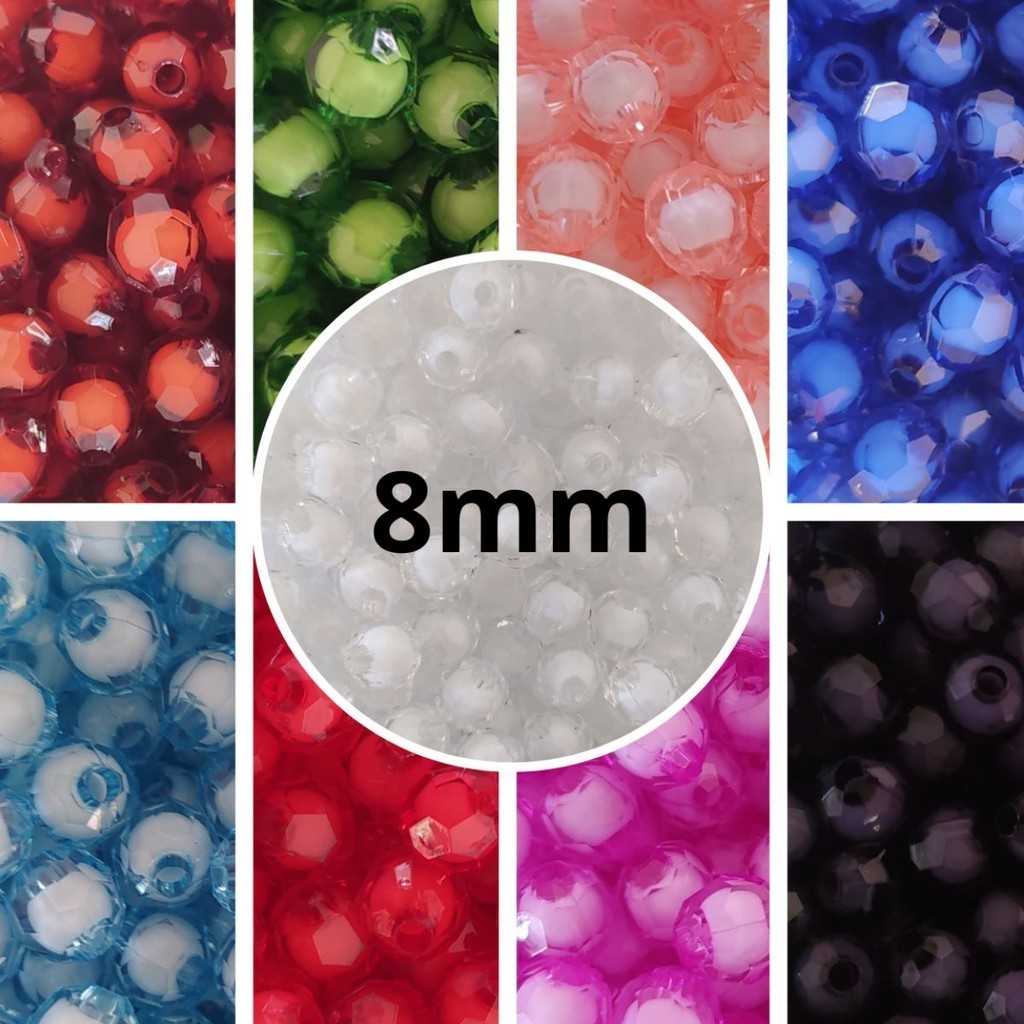 500 Un (120g) Miçanga Color Com Miolo Branco Sextavada 8mm Pulseira e Terços em Oferta na Shopee