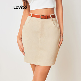 Lovito Casual Saia com Botão para Mulheres LBL08210
