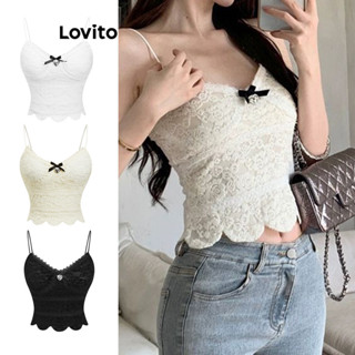 Lovito Regata Cropped Lisa com Laço para Mulheres L80ED135