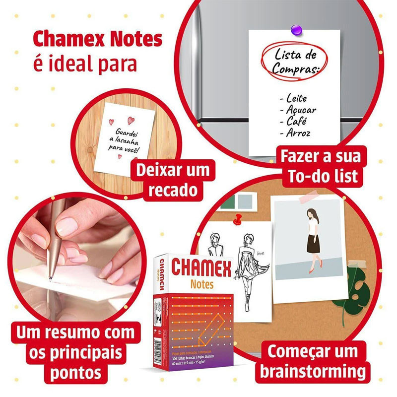 Bloco de anotações s/pauta Notes 80mmx115mm 300fls Chamex - Stationery