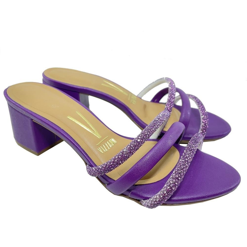 Tamanco Vizzano Strass Meia Cana Salto Bloco - Violeta - Women Shoes