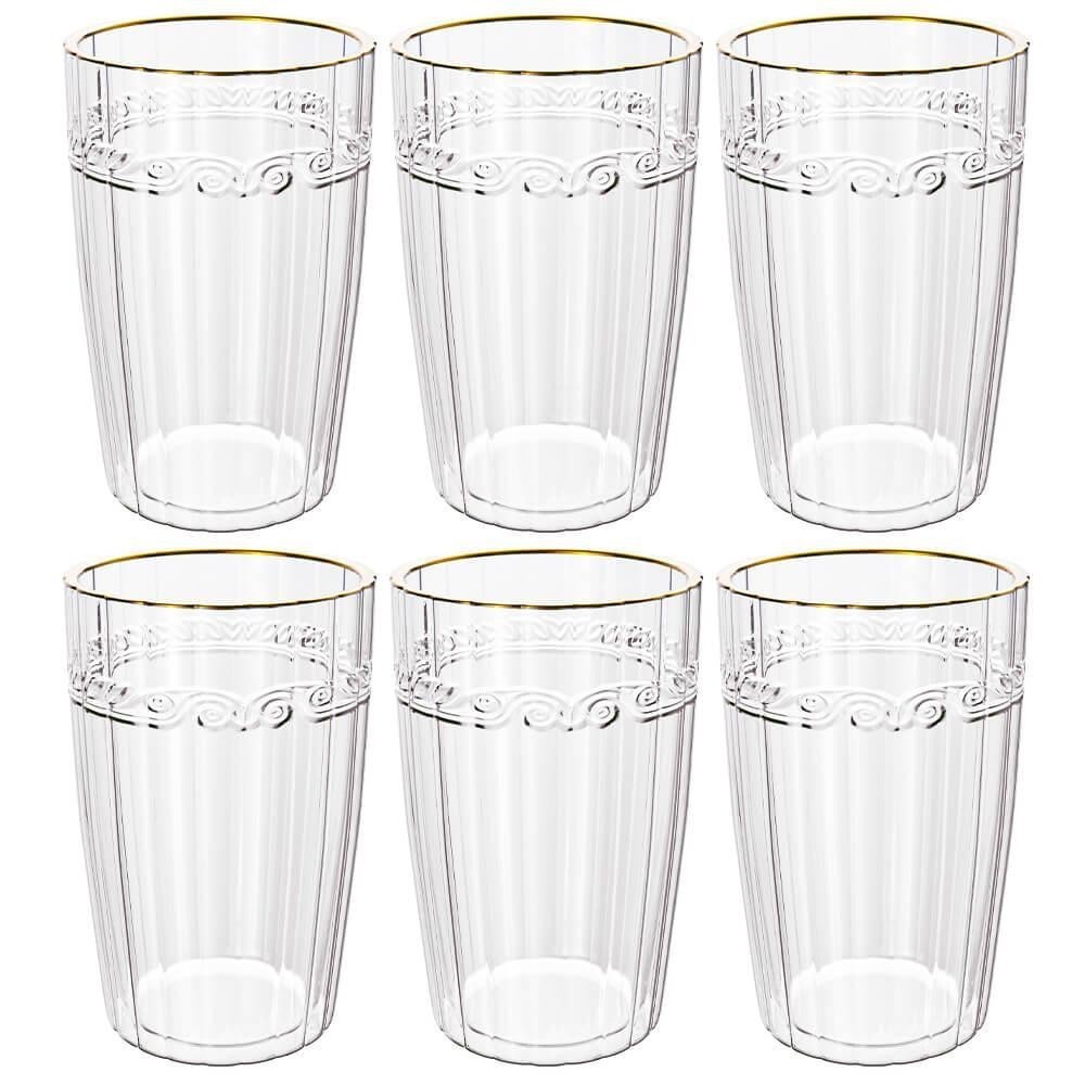 Jogo de Copos de Cristal Transparente Fio de Ouro Imperial 370ml 6 peças - Lyor em Oferta na Shopee