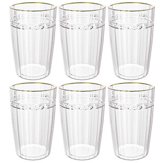 Jogo de Copos de Cristal Transparente Fio de Ouro Imperial 370ml 6 peças - Lyor em Oferta na Shopee