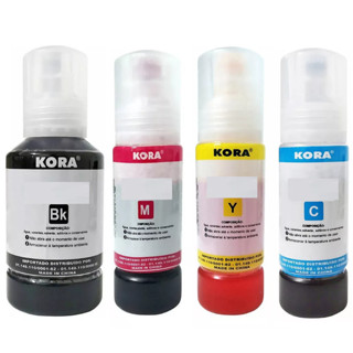 Kit 4 Refil de tinta Kora Para impressora L3110 L3150 L3210 L3250 L4150 L4160 CMYK em Oferta na Shopee
