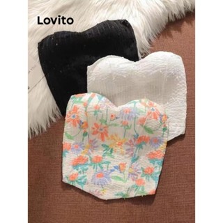 Lovito Regata Sexy Com Flores Florais Para Mulheres LNE44229