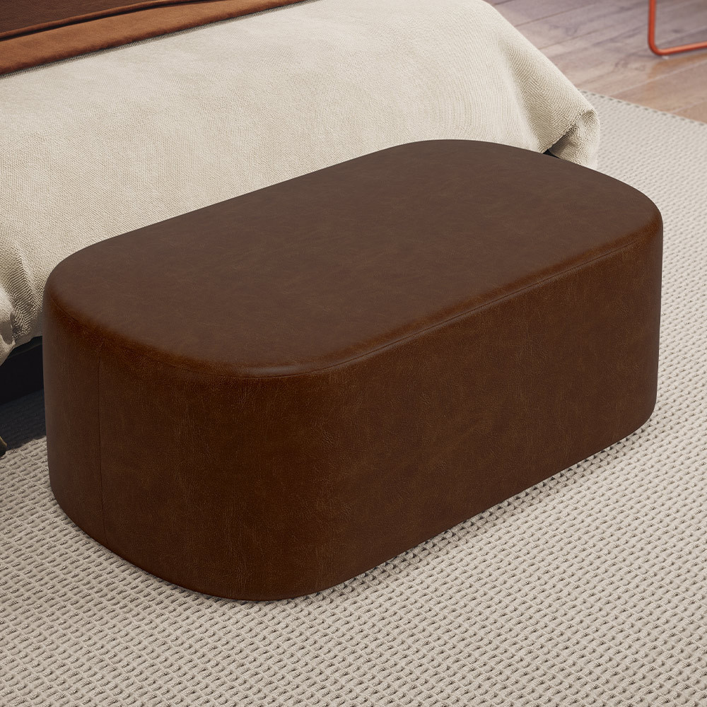 Puff Decorativo Orgânico Para Living Quarto 100cm Doha W01 Couríssimo Marrom - Lyam Decor em Oferta na Shopee