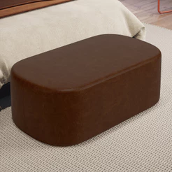 Puff Decorativo Orgânico Para Living Quarto 100cm Doha W01 Couríssimo Marrom - Lyam Decor