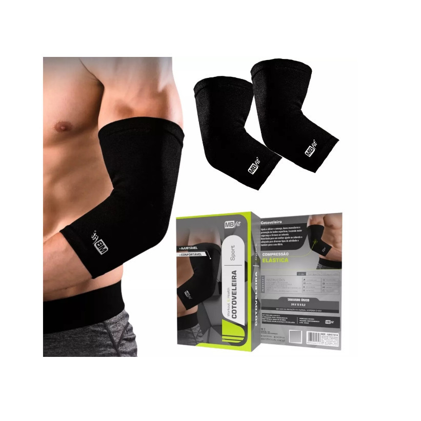 Par de Cotoveleira Compressão Ortopédica Esporte Tendinite Ajustável Mbfit