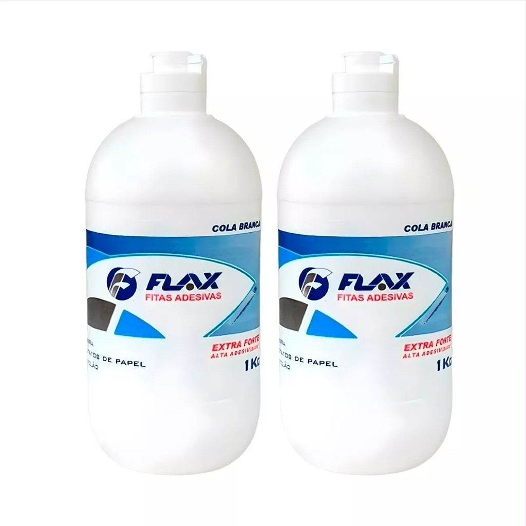Cola Branca Flax Extra Forte Alto Rendimento 1kg - Kit 2