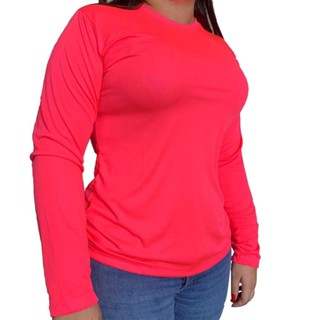 Camisa com Proteção UV Lisa Manga Longa Rosa - Raju