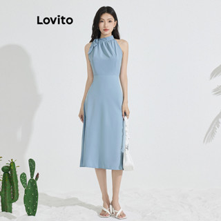 Lovito Vestido De Baile Elegante E Liso Com Renda Para Mulheres L77ED266