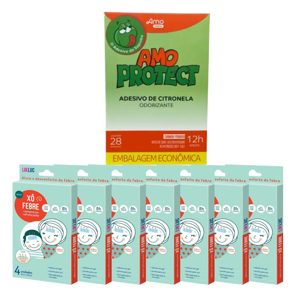 Kit 28 Sai Mosquito Repelente e 28 Compressa Alivio Xô Febre