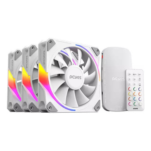 KIT COOLER FAN + CONTROLADORA PARA GABINETE 3UN SANGUE FRIO 3 ARGB WHITE GHOST 120MM PCYES - K3ARGBSF3WGBR