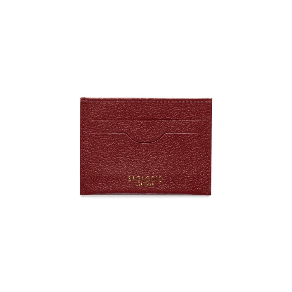 Porta Cartão Slim em Couro Pequeno Basic Vermelho - Men Bags