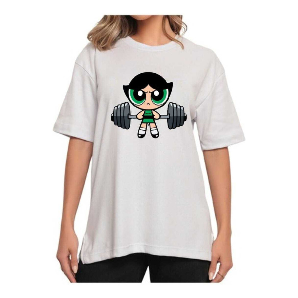 Camiseta Longa Oversized Treino 100% Algodão Super Poderosas Docinho