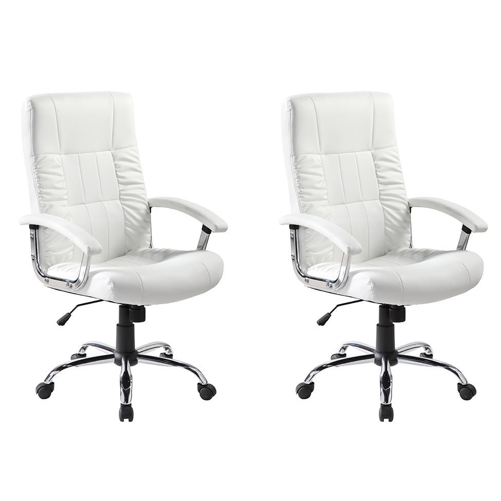 Conjunto com 2 Cadeiras de Escritório Presidente Giratórias Office Plus Branco em Oferta na Shopee