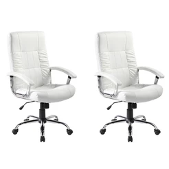 Conjunto com 2 Cadeiras de Escritório Presidente Giratórias Office Plus Branco