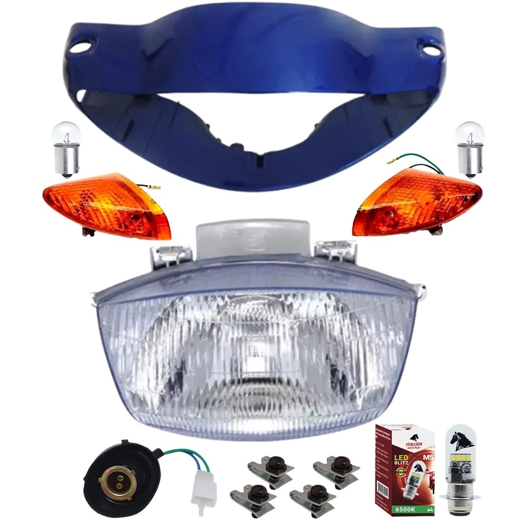Carenagem Farol, Soquete, Lâmpada, Bloco, Pisca Biz 100 Azul 05
