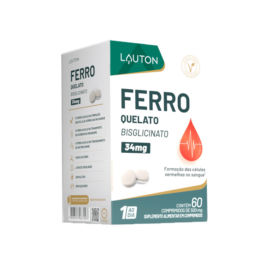 Ferro Quelato Bisciglinato Da Lauton Pote Com 60 Cápsulas em Oferta na Shopee