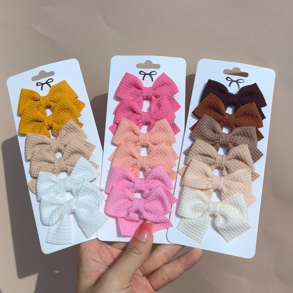 6pcs/lot Baby Sweet Bowknot Clipes Para Cabelo Impressão Suave Grampos Meninas Hairgripe Fresh Kids Headwear Acessórios