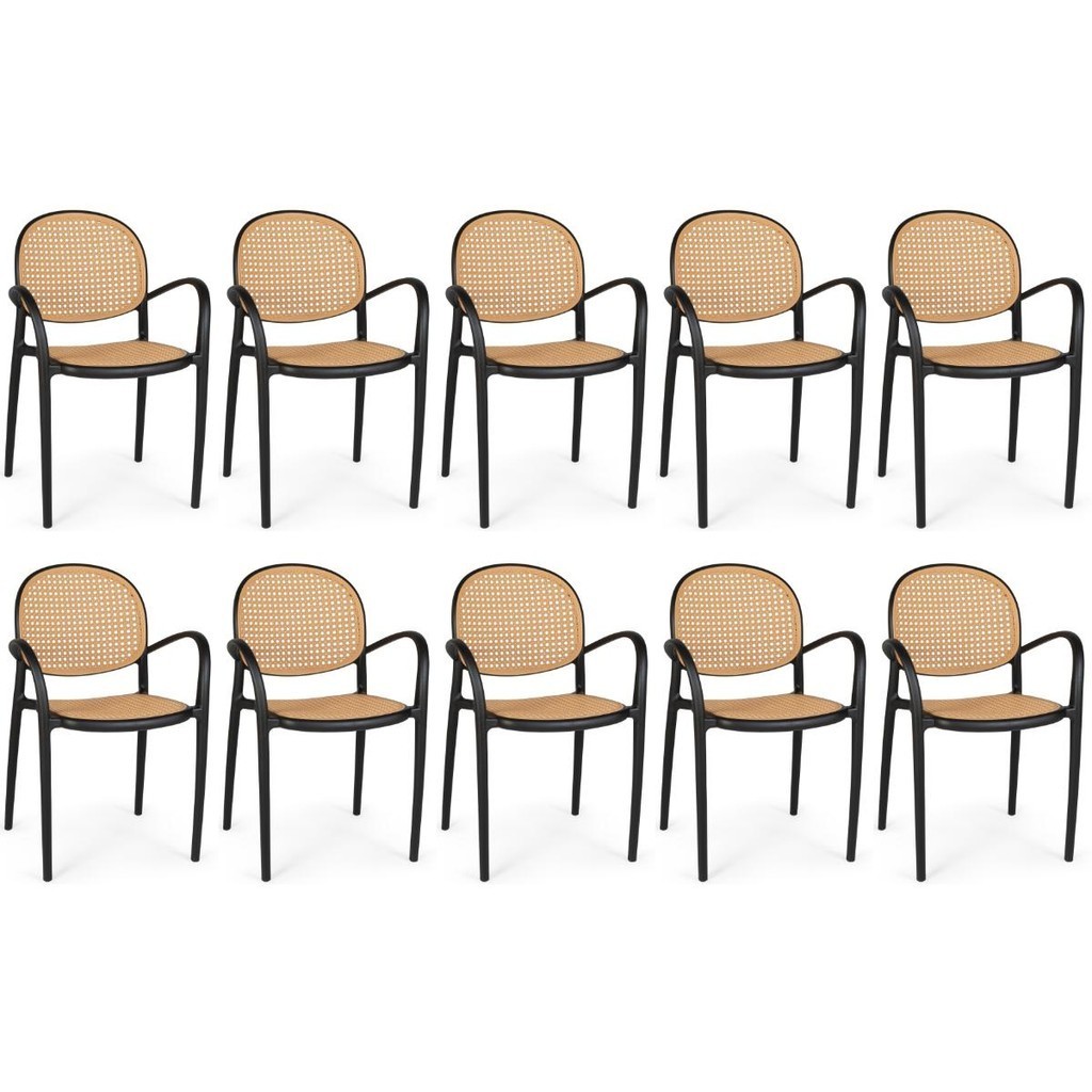 Kit 10 Cadeiras de Jantar Roma com Braço para Sala e Cozinha