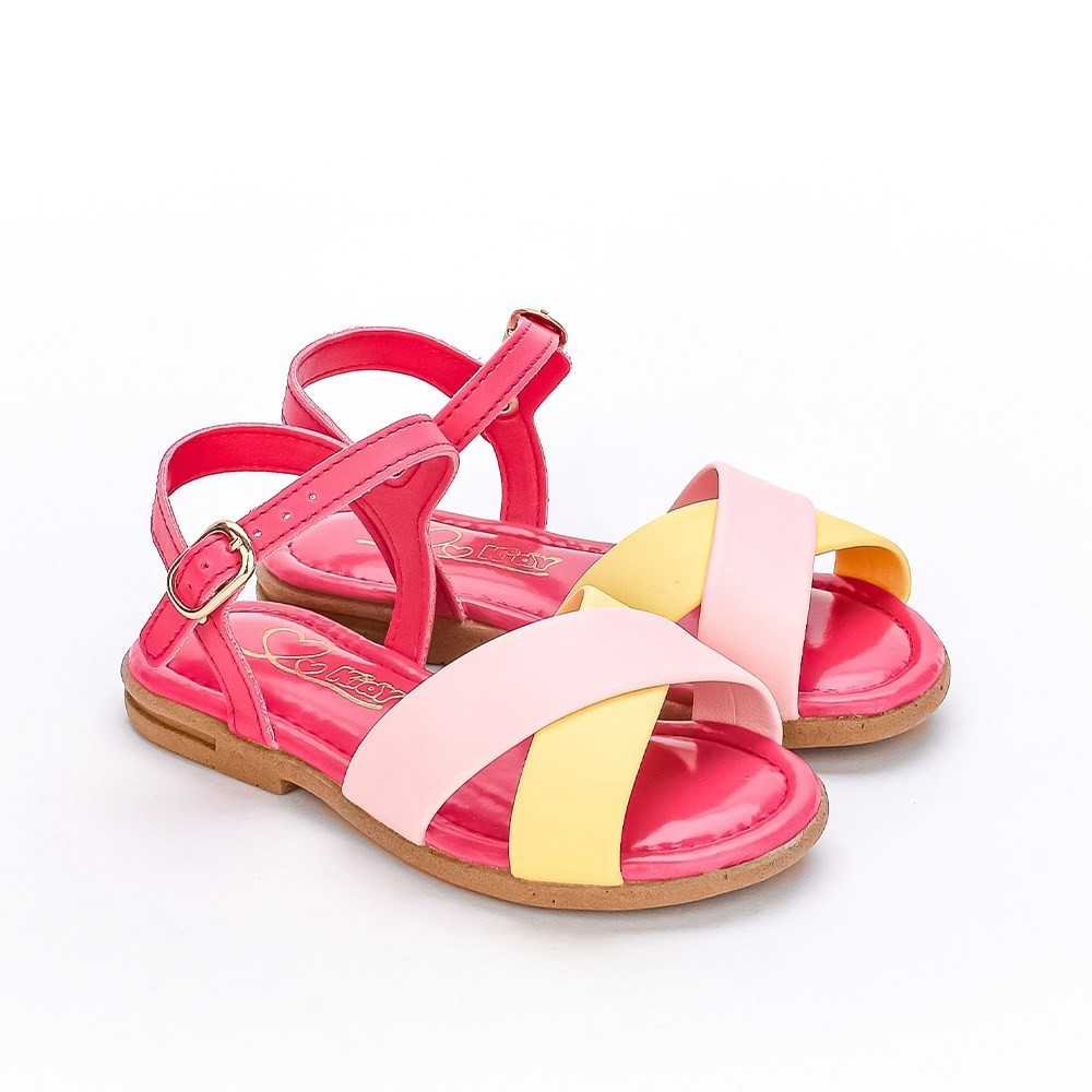 Detalhes do Sandália Infantil Feminina Kidy Amar Comfort Pink Rasteira Confortável Leve Anatômico