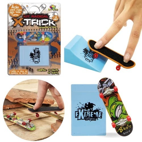 Skate de Dedo Brinquedo Extremo e Radical Mini Skate Para Dedos com rampa E Skate com  acessórios