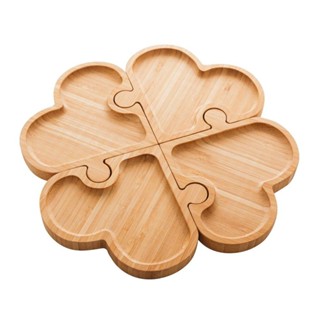 Petisqueira Lyor Heart Quebra Cabeças de Bambu Natural 26cm