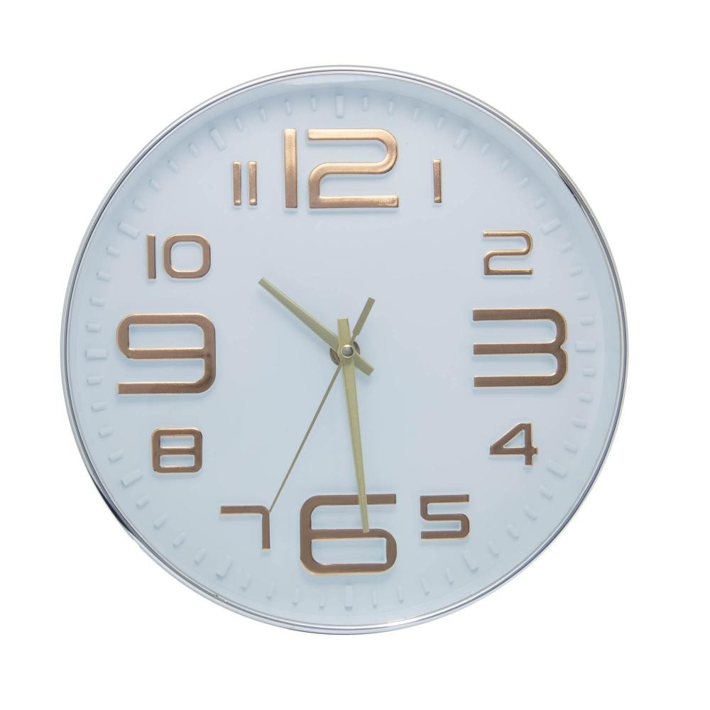 Relógio de Parede Lyor Branco e Dourado em Plástico 25cm - Home & Living