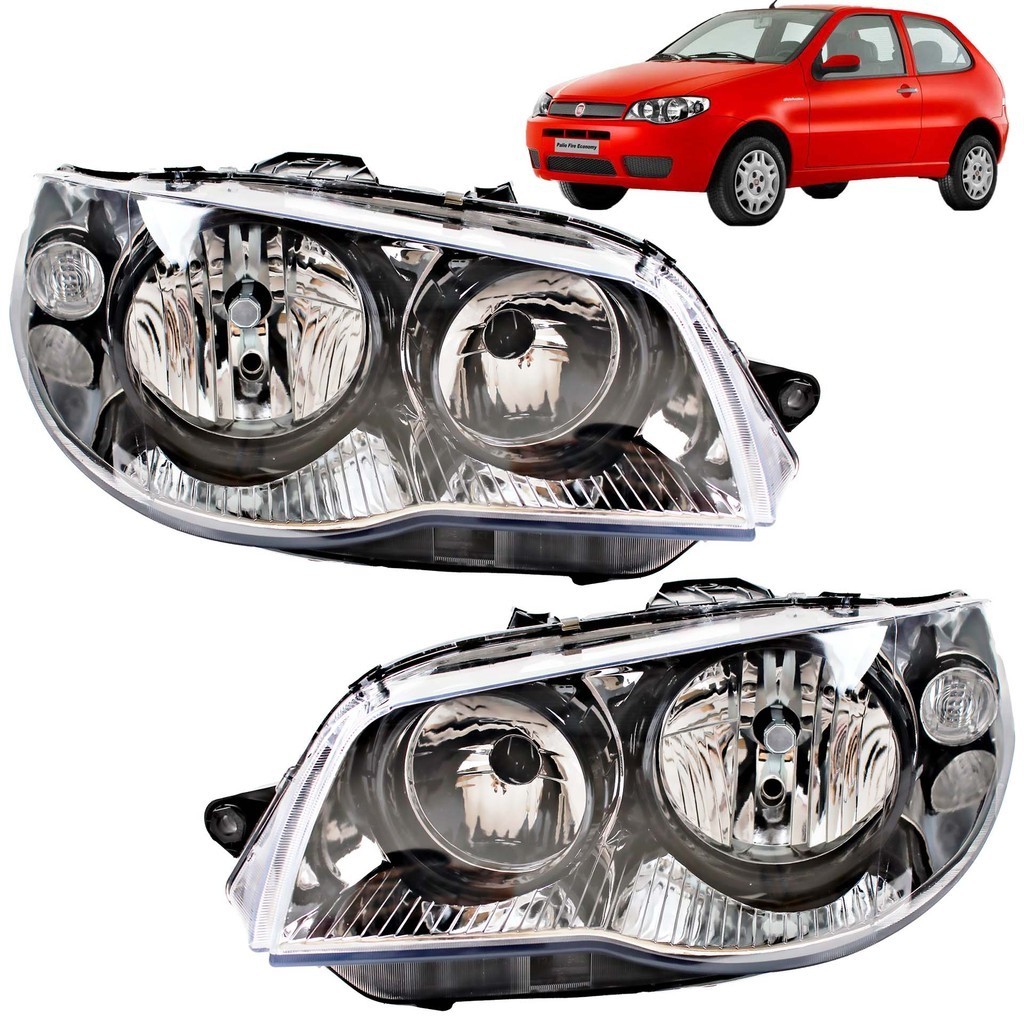 Farol Palio 2004 2005 06 a 2016 Máscara Cromada Aro Preto em Oferta na Shopee