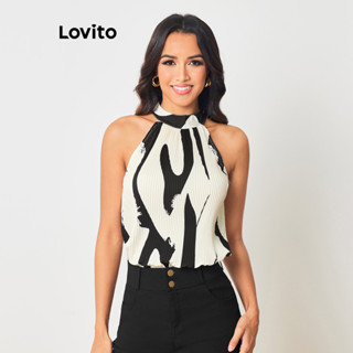 Lovito Regata com Pregas Geométricas Elegante para Mulheres LBL08007