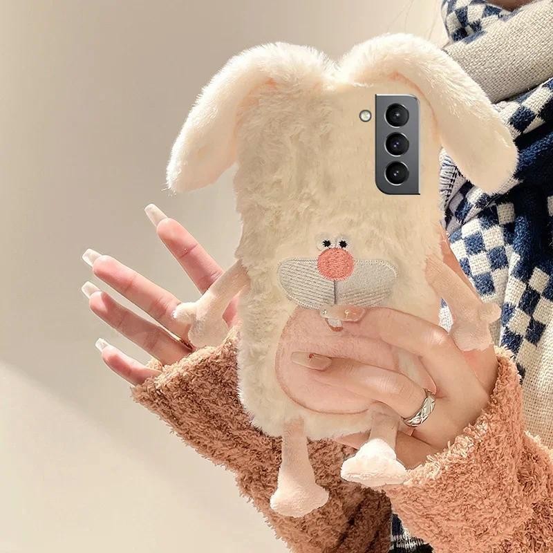 Capa 3D Fofa De Orelha De Coelho Para Samsung Galaxy S24 S23 S22 A15 A05 A25 A35 A55 A04E A14 A24 A34 A54