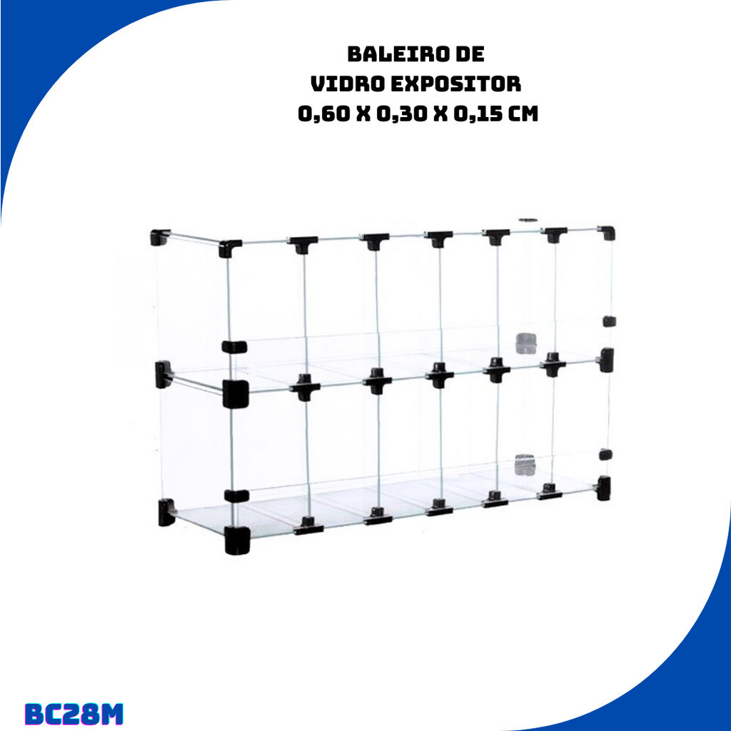 Baleiro De Vidro Expositor - 0,60 X 0,30 X 0,15 CM em Oferta na Shopee