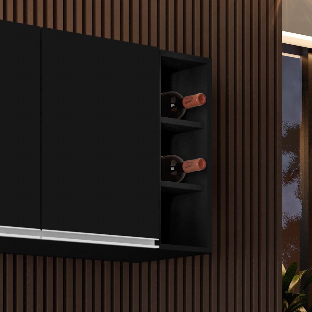 Nicho Aéreo Adega Vertical 20cm Riad Preto - Lumil em Oferta na Shopee