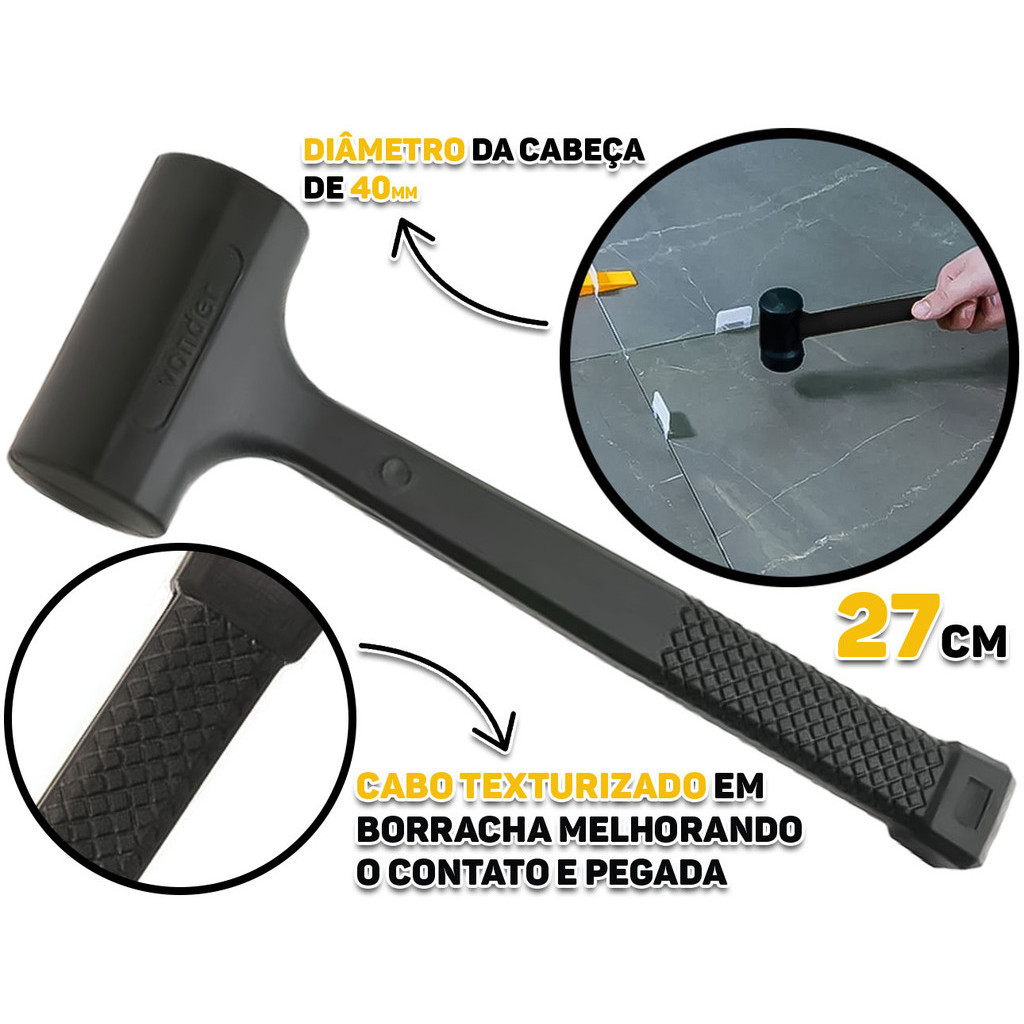Martelo De Borracha Termoplástica Anti Retorno Cabo Metálico 40mm Vonder Profissional em Oferta na Shopee