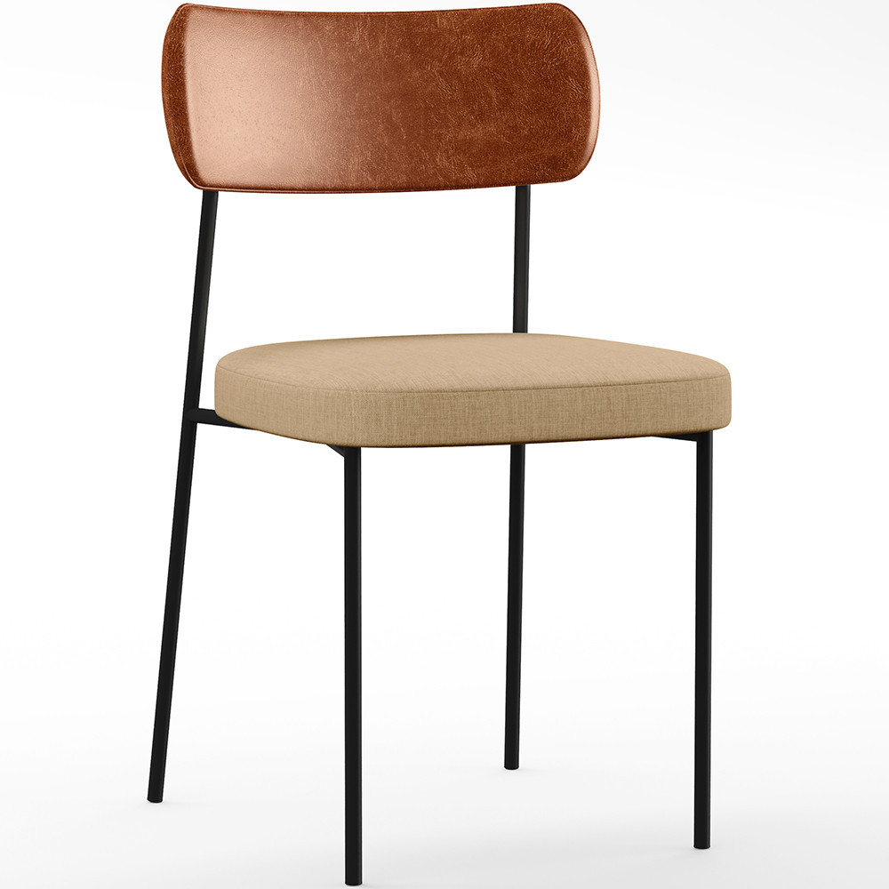 Cadeira Decorativa Para Sala De Jantar Melina L02 Couríssimo Camel Linho Bege Escuro - Lyam Decor