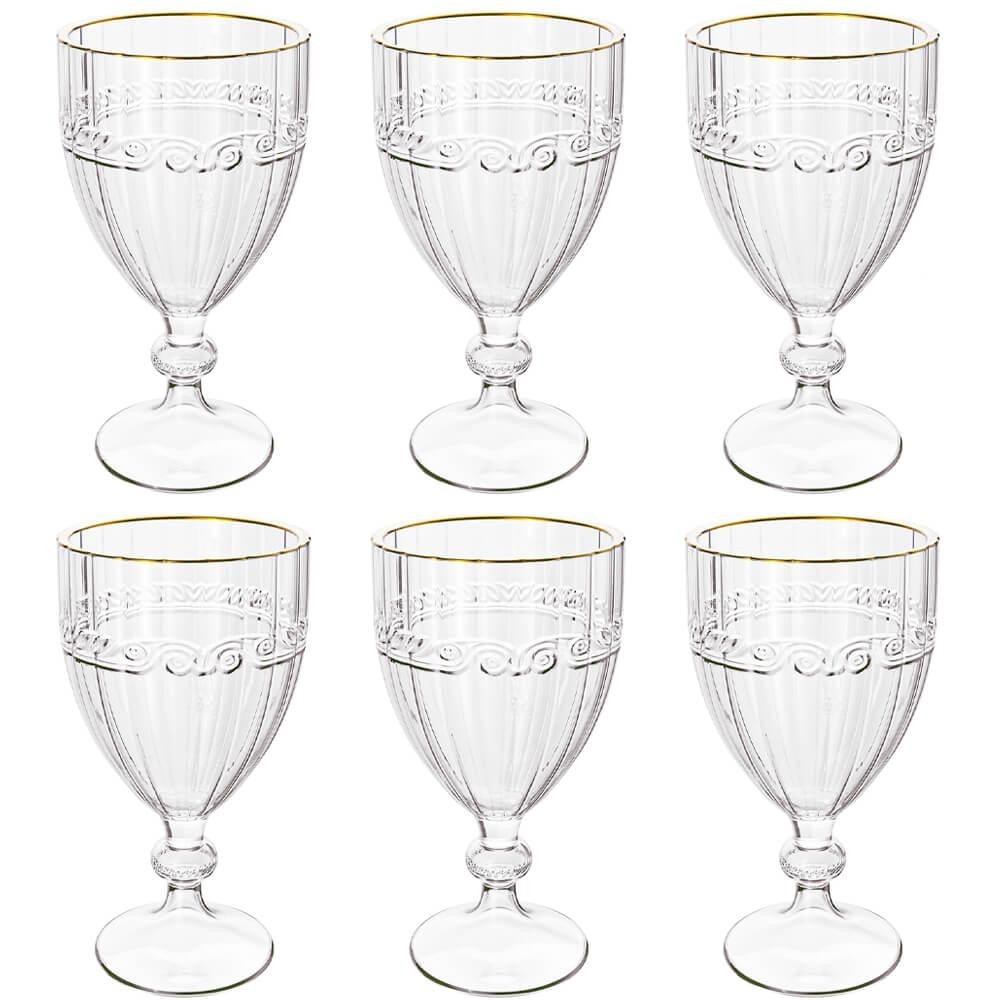 Jogo De Taças De Cristal Transparente Fio De Ouro Imperial 330ml 6 Peças - Lyor em Oferta na Shopee