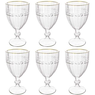 Jogo De Taças De Cristal Transparente Fio De Ouro Imperial 330ml 6 Peças - Lyor em Oferta na Shopee