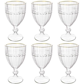 Jogo De Taças De Cristal Transparente Fio De Ouro Imperial 330ml 6 Peças - Lyor em Oferta na Shopee