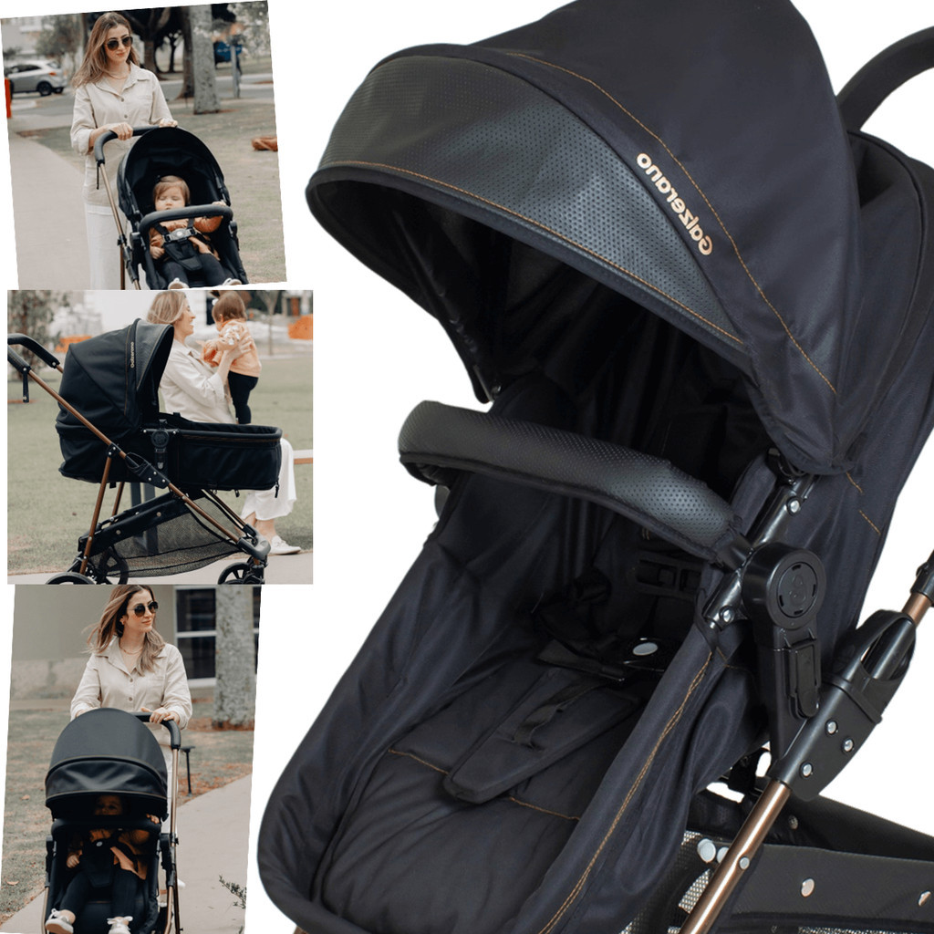 Carrinho de Bebe Napoli Preto Cobre Galzerano Bebe Conforto em Oferta na Shopee