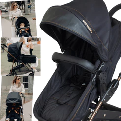 Carrinho de Bebe Napoli Preto Cobre Galzerano Bebe Conforto