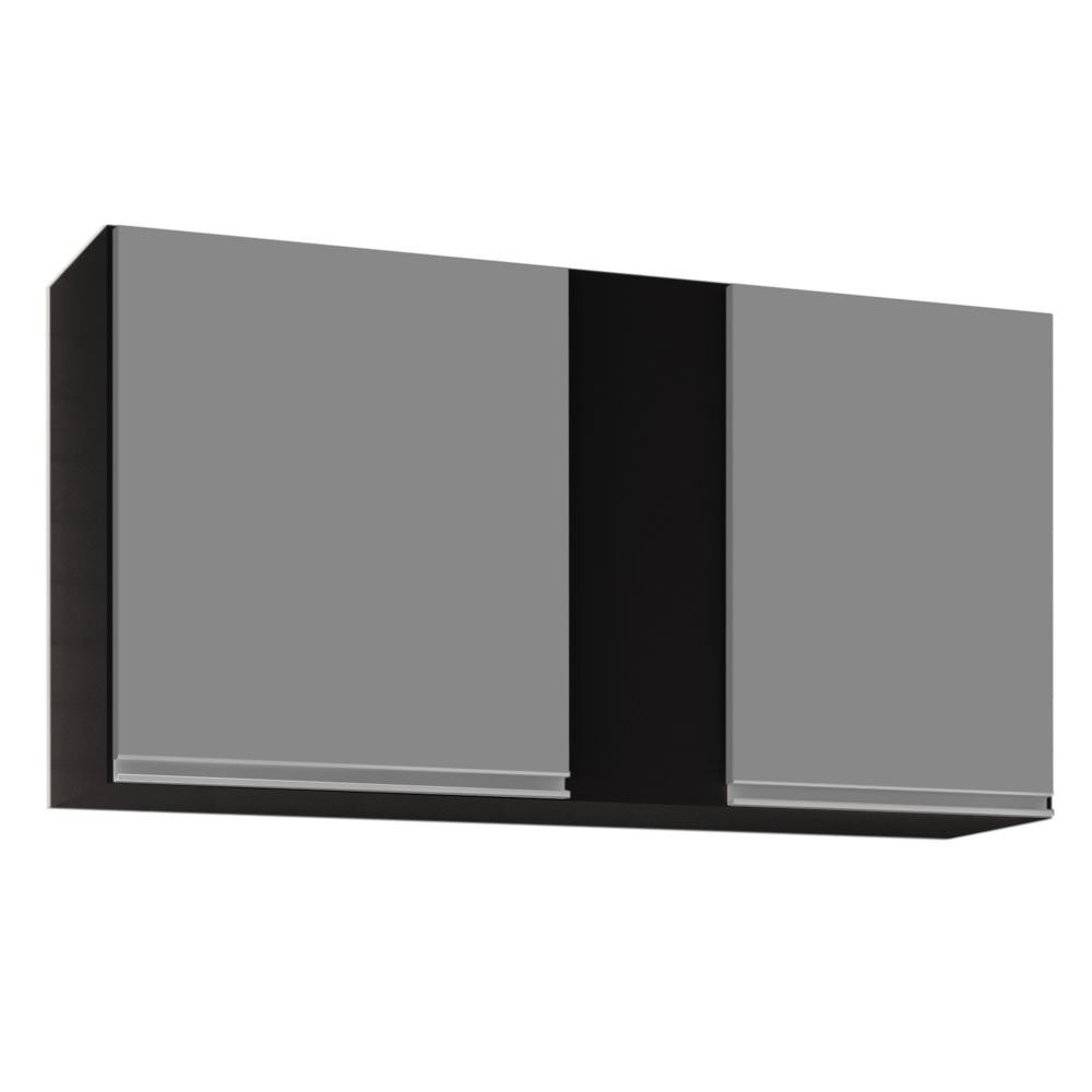 Armário Aéreo 100cm 2 Portas Indiana Preto/Cinza - Lumil Móveis - Home & Living