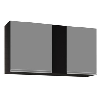 Armário Aéreo 100cm 2 Portas Indiana Preto/Cinza - Lumil Móveis em Oferta na Shopee