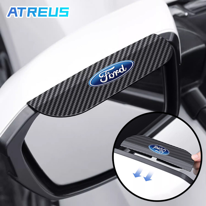 2 Peças Ford Lado Do Carro Espelho Retrovisor Chuva Sobrancelha Espelho Retrovisor De Fibra De Carbono Chuva À Prova Acessórios Para Ford Ka Focus mk2 Ranger new Fiesta Fusion Ecosport Edge